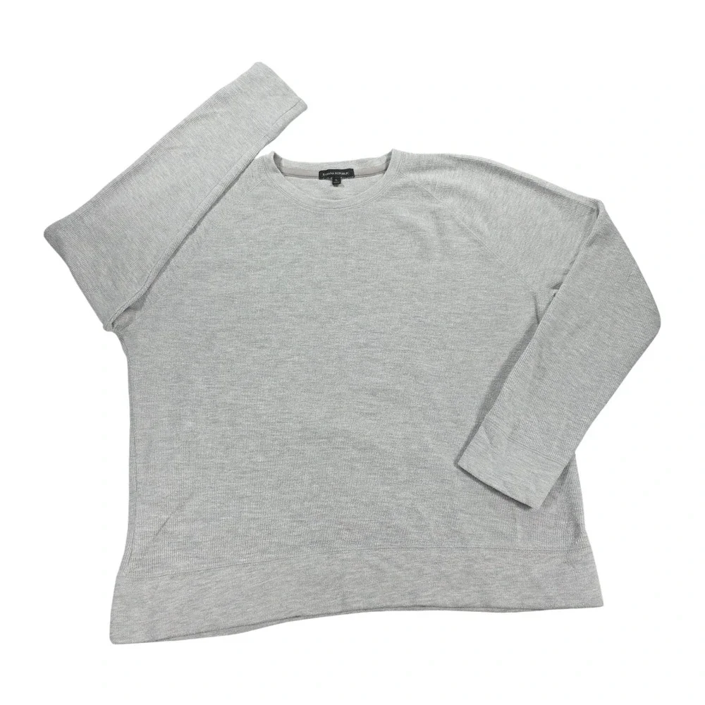 Banana Republic Waffle Knit Raglan Pullover Sweater Grey XL Mens Textured